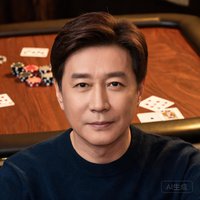 一位中年男性玩家头像，沉稳气质，背景是木质牌桌